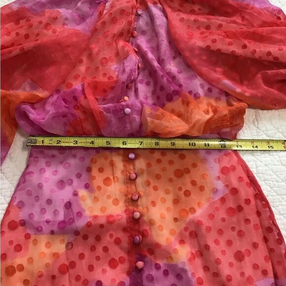 ASOS DESIGN Button Through Blouson Sleeve Mini Dress New Size 0 - Picture 4 of 9